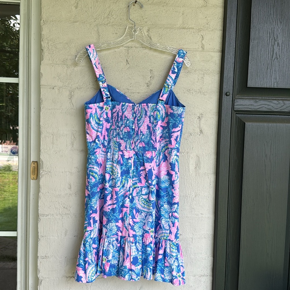 NWT Lilly Pulitzer Rocko Cotton Romper in Blue Tang Sitting Seaside Size 8 - Picture 10 of 16